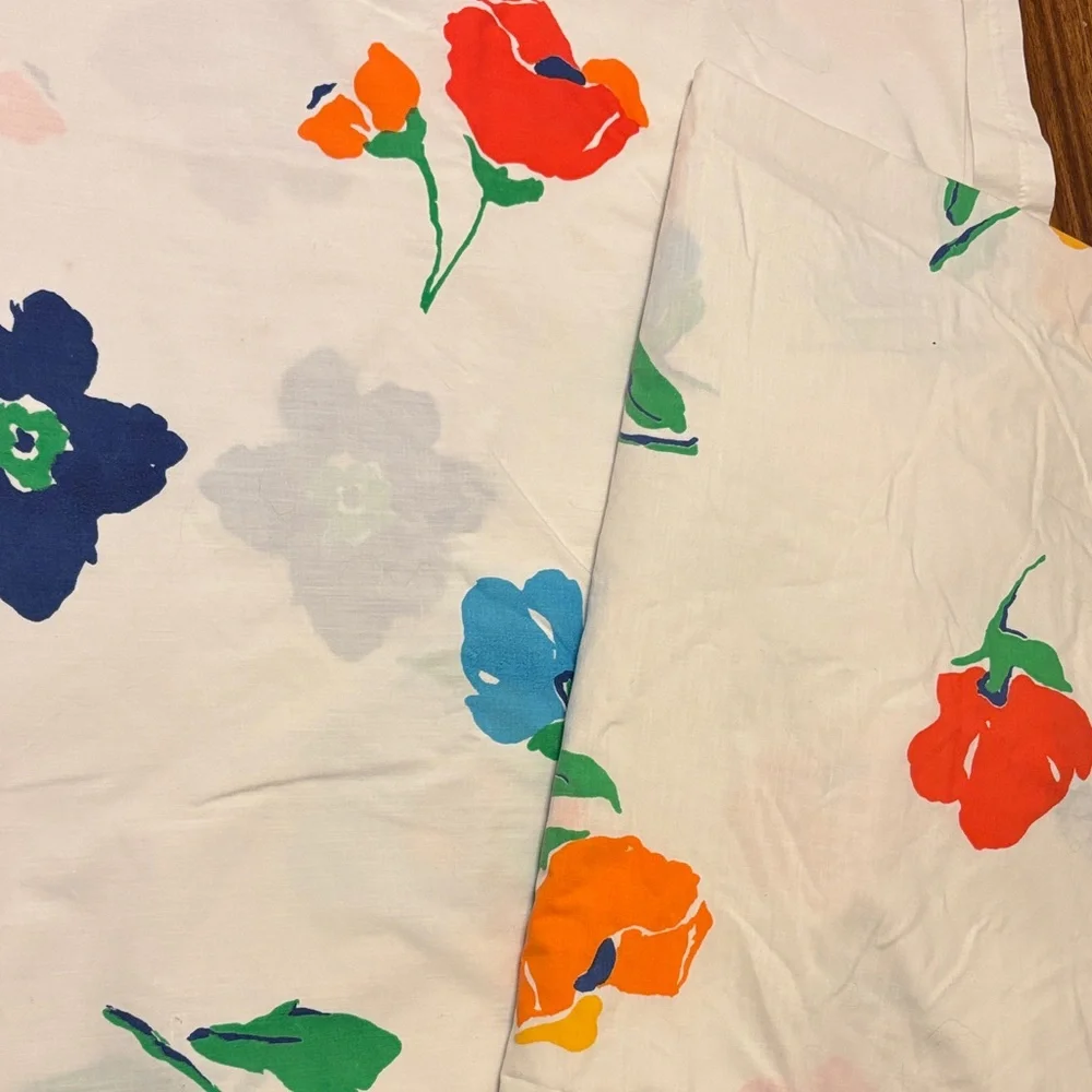 90’s Vtg Martex Full Size Flat & Fitted Sheet Set Percale‎ Bright Flowers